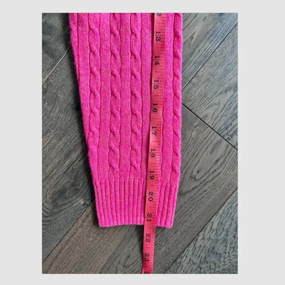 J. Crew Italian Cashmere Cable Knit Crewneck Sweater Size S Pink Button NWT